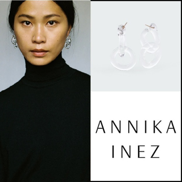 通販・買取 Annika Inez*デュアルガラスフープ 2連ピアス クリア 14Kgold レディースファッション 