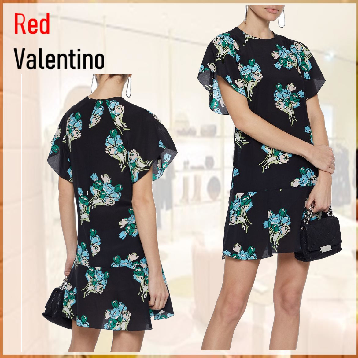2021春大特価セール! 国内発送☆RED VALENTINO 花柄シルクジョーゼットミニワンピース ワンピース 2021春大特価セール! 国内発送☆RED VALENTINO 花柄シルクジョーゼットミニワンピース ワンピース