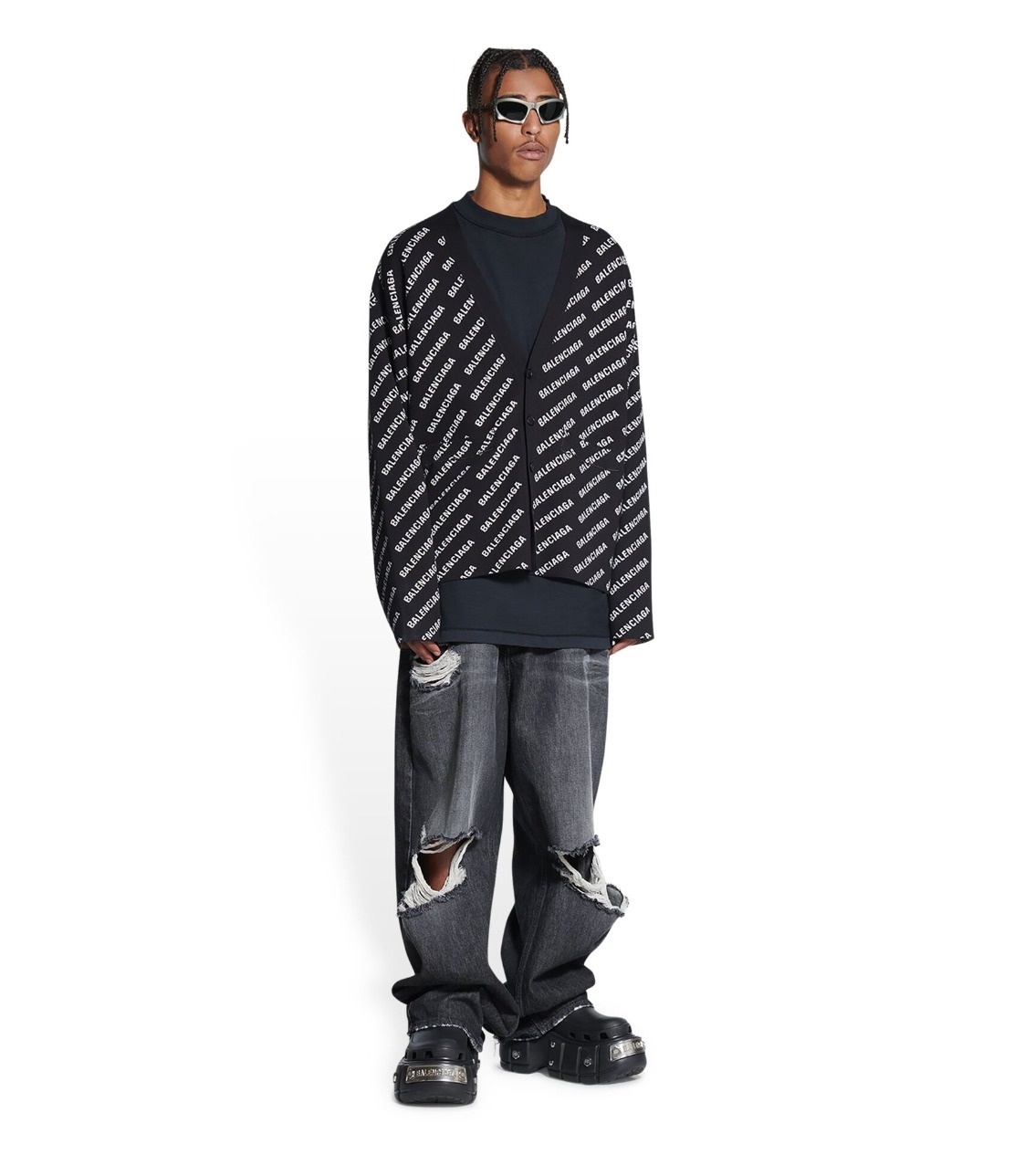 BALENCIAGA】MINI ALLOVER LOGO カーディガン コットンニット