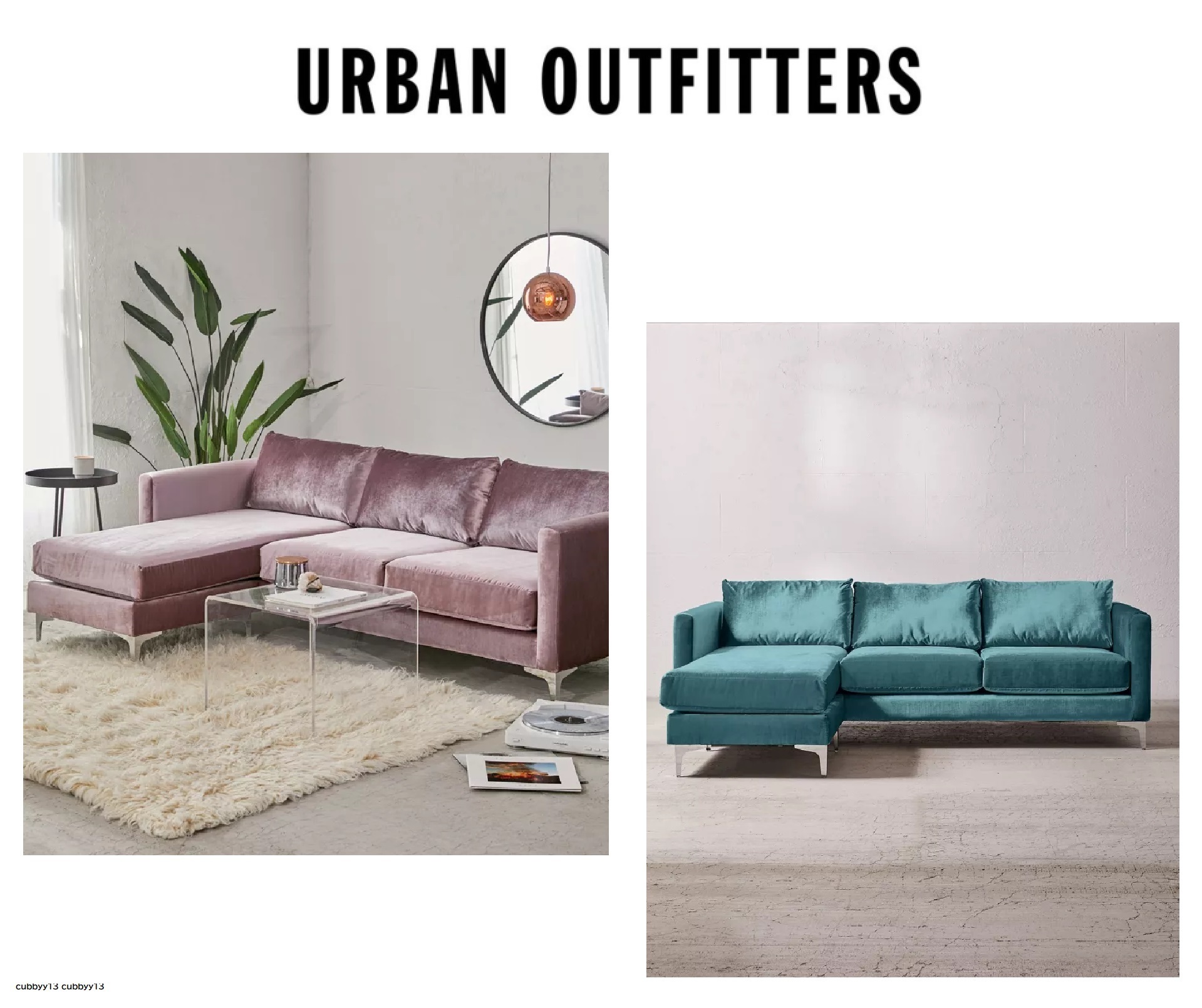 Urban Outfitters☆Chamberlinベルベットセクショナルソファ