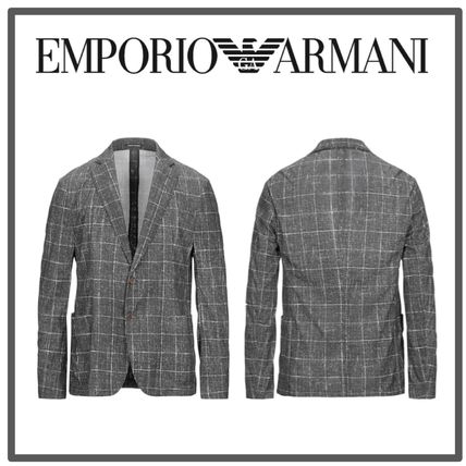 エンポリオアルマーニEMPORIO ARMANI ブロックチェックダブルジャケット 黒ベージュM位 | DCブランド古着通販プレイフル