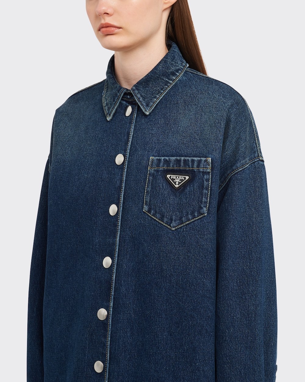 PRADA ブラウス・シャツ 【PRADA】特大のパッド入りデニムシャツ(6)