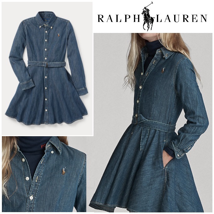 Ralph Lauren 大人もOK コットンワンピース Belted Cotton Denim