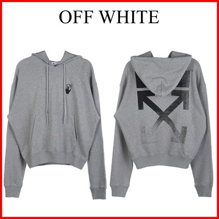 ☆OFF WHITE☆ ロゴ フード パーカー フーディ グレー