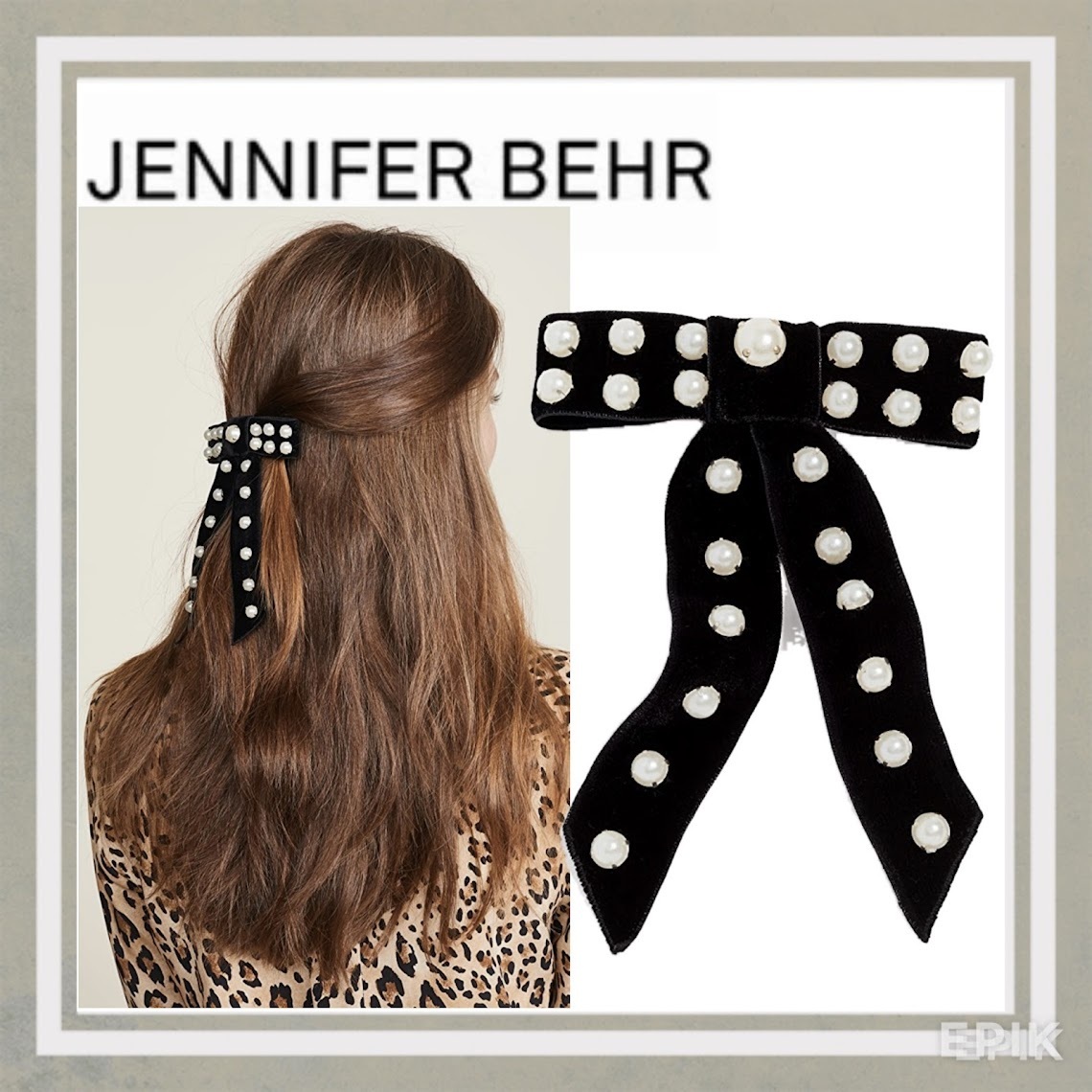 Jennifer Behr Perlita Velvet Bow Barrette