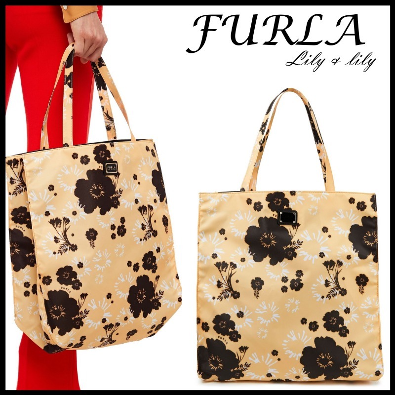 FURLA ◆フローラルプリント ロゴトートバッグ◆関税送料込み 【売れ筋】