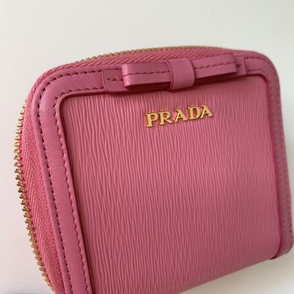 美品《PRADA》リボン 財布 ベージュ グレージュ ピンクベージュ
