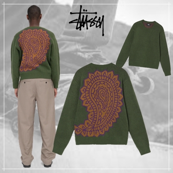 【国内正規品】 海外限定★新作【STUSSY】バック ペイズリー柄 ニット セーター ニット・セーター 【国内正規品】 海外限定★新作【STUSSY】バック ペイズリー柄 ニット セーター ニット・セーター