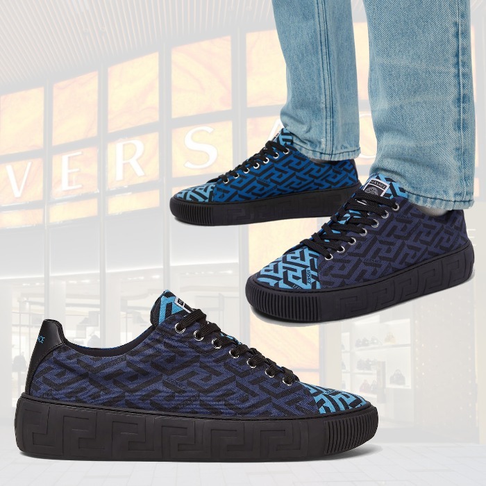 期間限定30%OFF! 直営店買付★VERSACE★グレカ スニーカー★コットン ロートップ スニーカー 期間限定30%OFF! 直営店買付★VERSACE★グレカ スニーカー★コットン ロートップ スニーカー