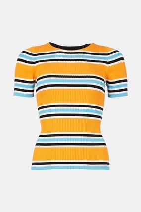 KAREN MILLEN*ストライプ 半袖リブニット (Karen Millen/Tシャツ KAREN MILLEN*ストライプ 半袖リブニット (Karen Millen/Tシャツ