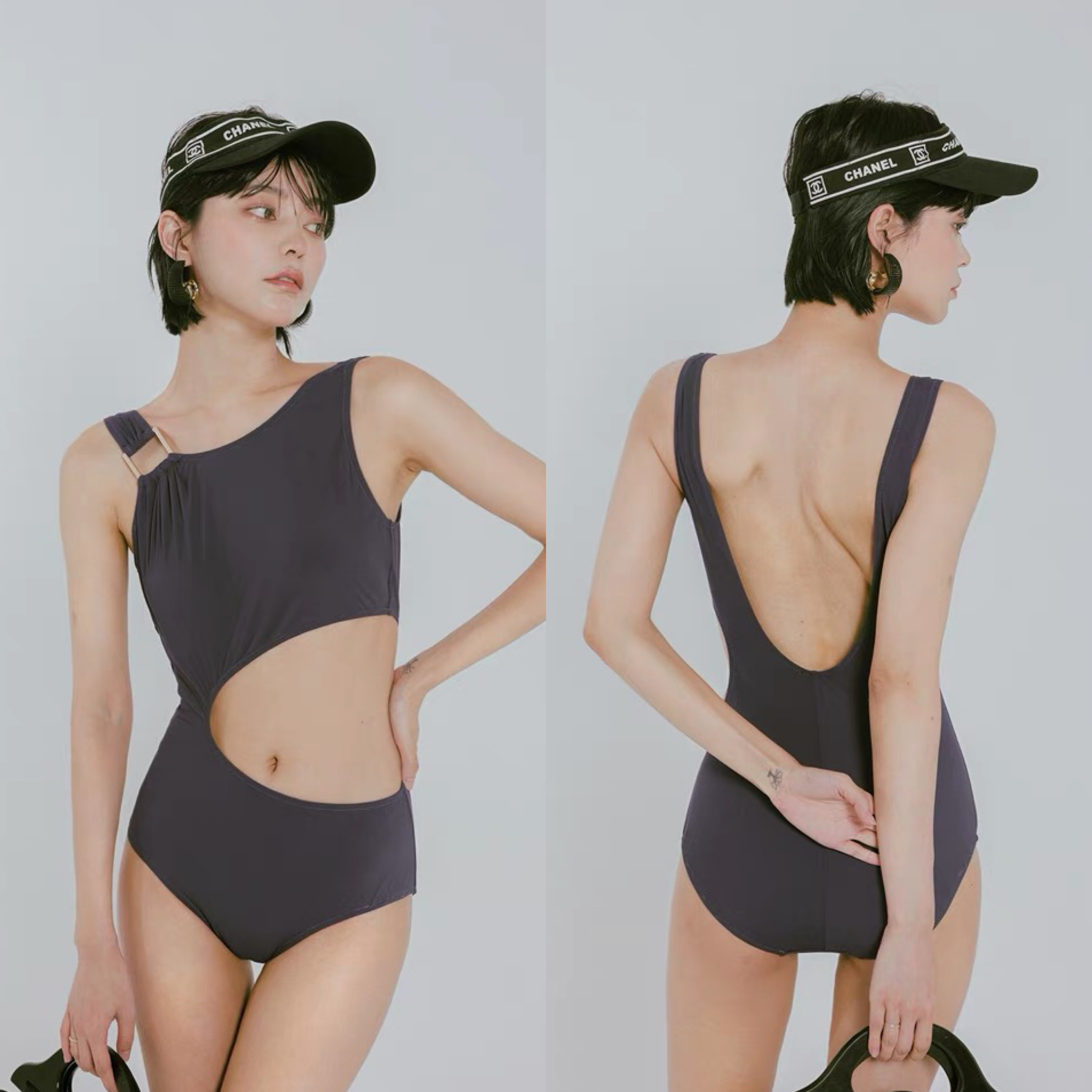ワンピース水着 モノキニ シンプル おしゃれ 背中開き
