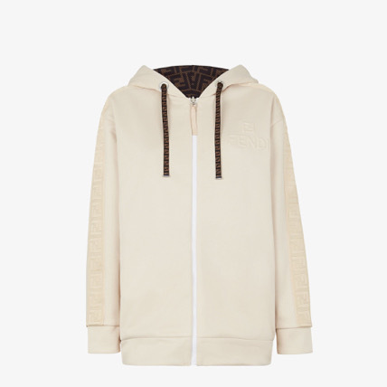 FENDI パーカー・フーディ FENDI☆ エンボス ロゴ White Jersey Sweatshirt FFリボン付き(2)
