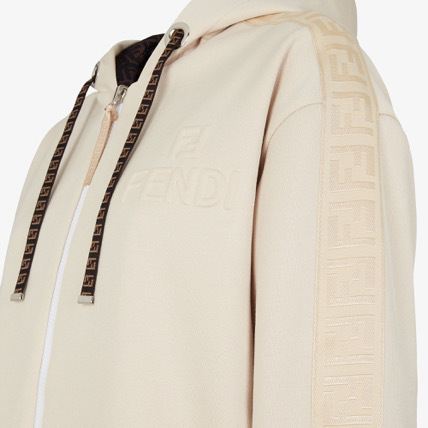 FENDI パーカー・フーディ FENDI☆ エンボス ロゴ White Jersey Sweatshirt FFリボン付き(4)
