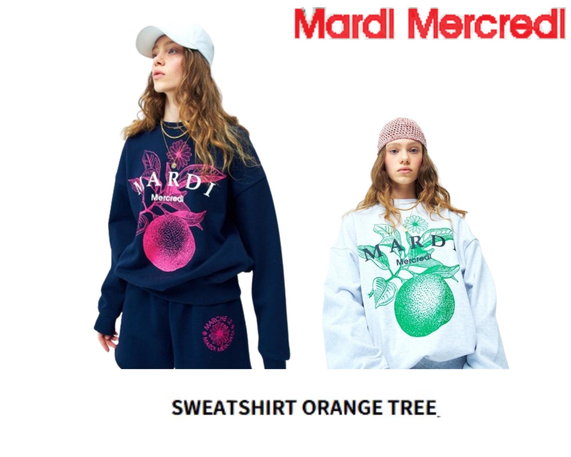 【けします】 [MARDI MERCREDI] Sweatshirt Orange Tree ★スウェット (Mardi Mercredi