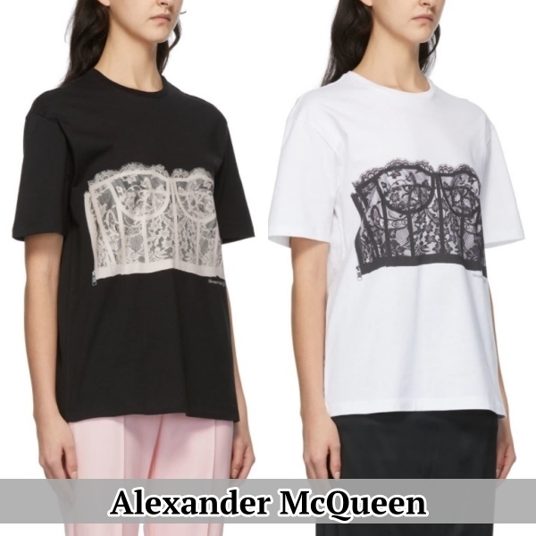春先取りの ☆Alexander レースプリントTシャツ【送料込】 McQueen☆ Tシャツ・カットソー 春先取りの ☆Alexander レースプリントTシャツ【送料込】 McQueen☆ Tシャツ・カットソー