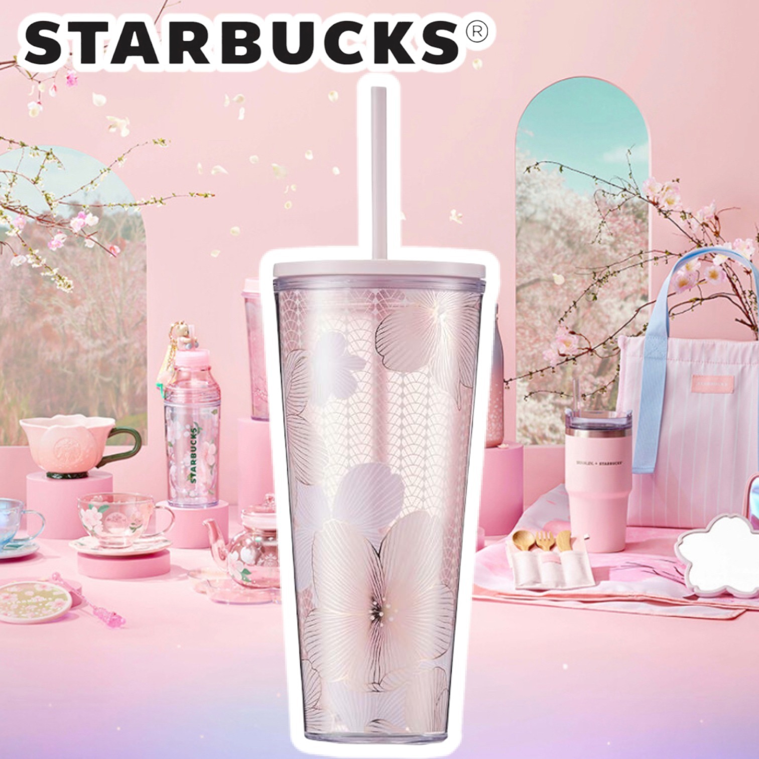 22サクラ【韓国スタバ】Cherry blossom full blossom coldcup
