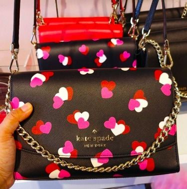 新作人気モデル Kate Spade ケイトスペード チェリー柄 ハート型クロス 激安限定販売 ケイトスペード 2Way 限定商品 ピンク クロスボディ ハート ショルダーバッグ