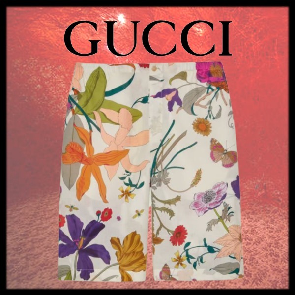 新作【GUCCI】フラワー プリント コットン ショートパンツ ハーフ・ショートパンツ 新作【GUCCI】フラワー プリント コットン ショートパンツ ハーフ・ショートパンツ