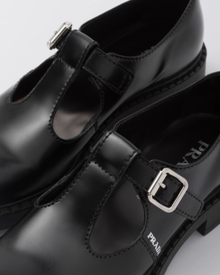 【PRADA】プラダ ブラッシュドレザー メリージェーンシューズ