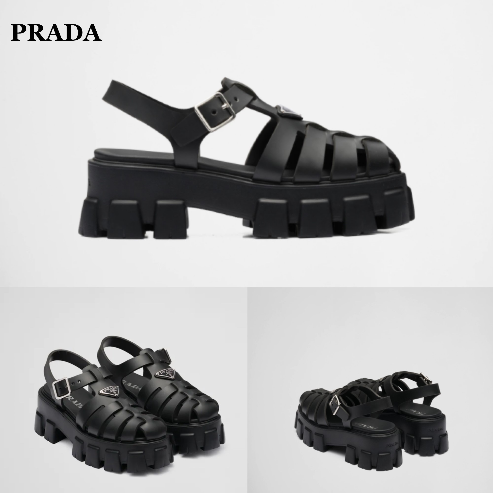 Prada モノリス サンダル | ブラック | FARFETCH JP