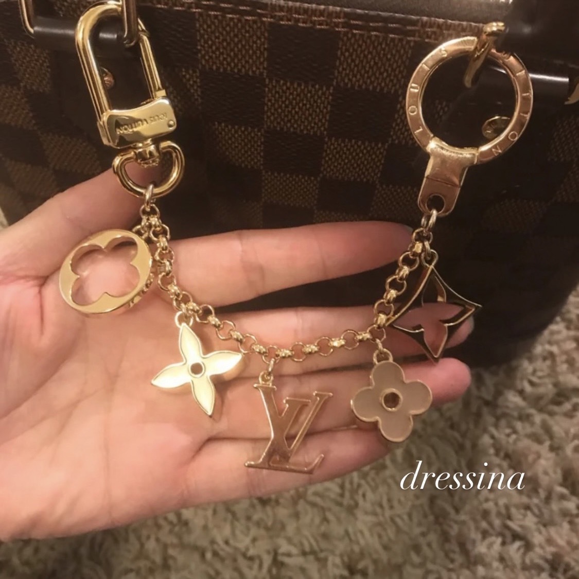 LOUIS VUITTON M65111 Chain Fleur Do Monogram Bag Charm Gold Very Good from  Japan