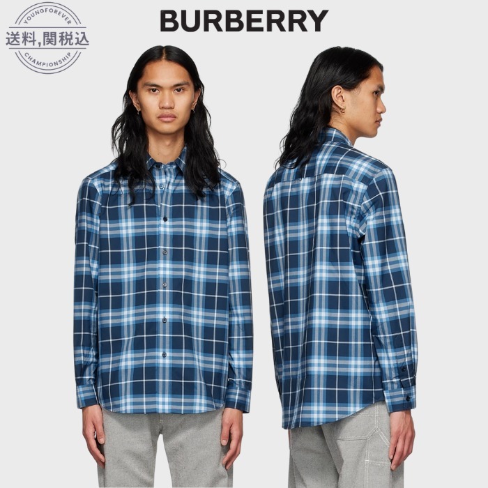 Burberry バーバリー ブルー ヴィンテージチェック シャツ 人気