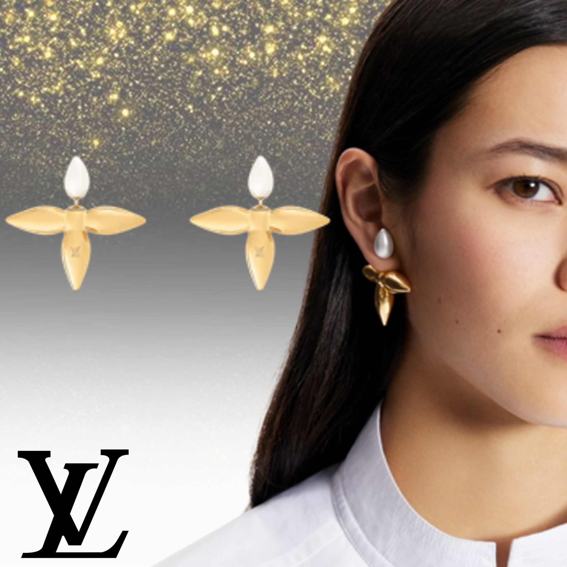 2021年激安 ◆22春夏◆ LV ゴージャス ピアス 白 黒 トップス に♪ ゴールド ピアス 2021年激安 ◆22春夏◆ LV ゴージャス ピアス 白 黒 トップス に♪ ゴールド ピアス