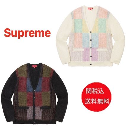 Supreme Cardigans Logo Skater Style Unisex Plain Street Style Cardigans