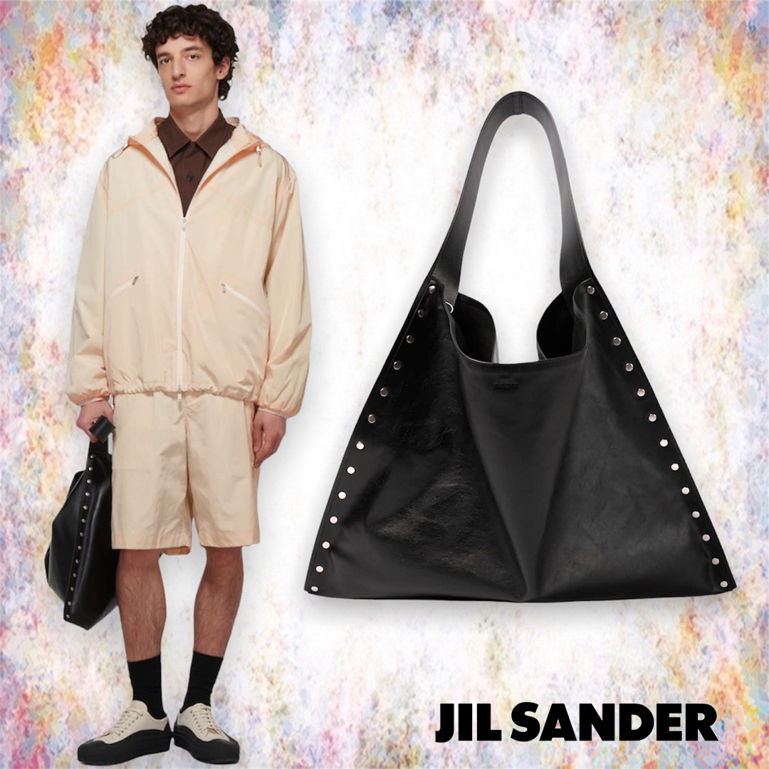 【JIL SANDER】クール!リベットボーダーレザートートバッグ 【JIL SANDER】クール!リベットボーダーレザートートバッグ