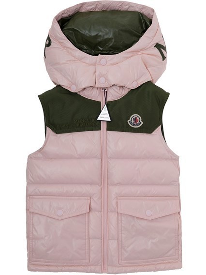 MONCLER | GENICHI HOODED DOWN VEST PINK & KHAKI (8~10歳)