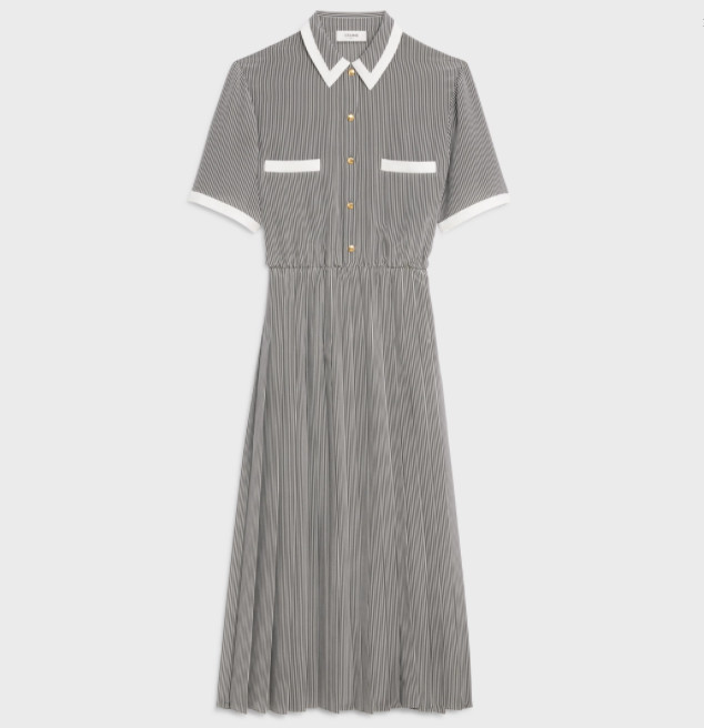 CELINE ワンピース ☆新作☆ セリーヌ プリーツクレープデシンシャツ ワンピース(3)