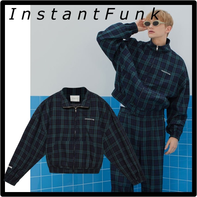 ★関税込★INSTANTFUNK★22SS Ms Stand-collar checked jacke.t