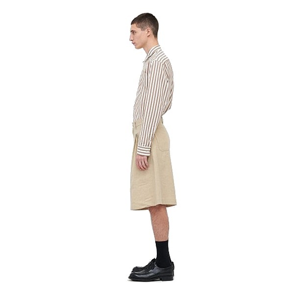 Maison Margiela ハーフ・ショートパンツ メゾンマルジェラ リネンプリーツワイドショーツ ベージュ(4)