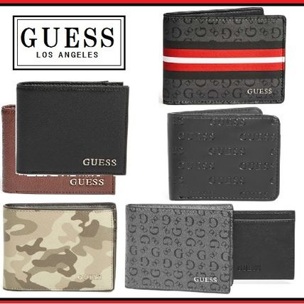 Guess Folding Wallets Stripes Monogram Unisex Faux Fur Blended Fabrics