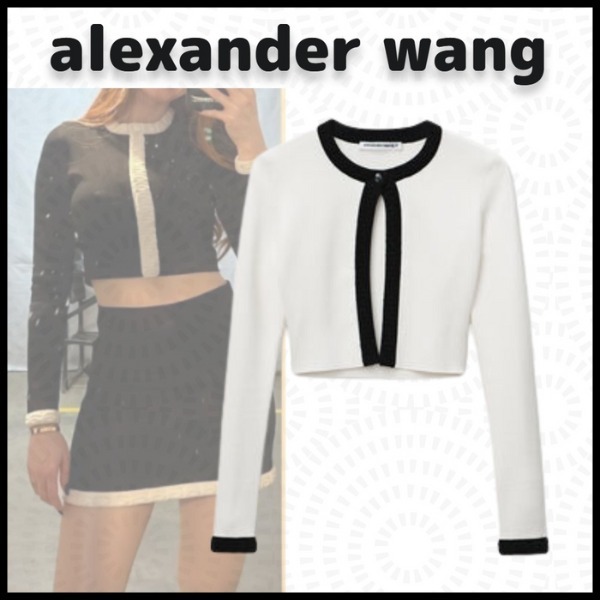 値下中【alexander wang】ロゴトリム カーディガン ホワイト eva.gov.co