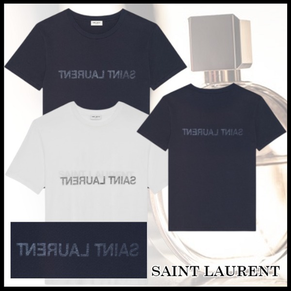 紳士に★Saint Laurent Tシャツ Natural＆Navy コットン100％