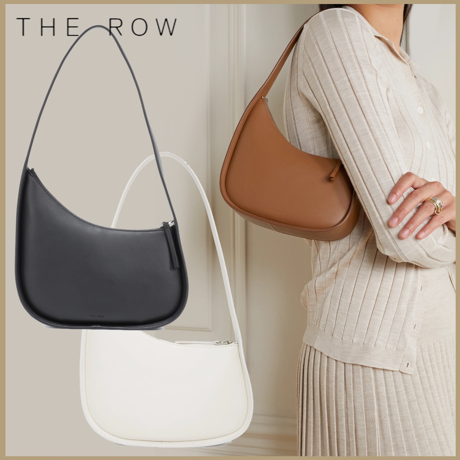 国内配送★関税送料込【THE ROW】 レザー製バッグHalf Moon Bag