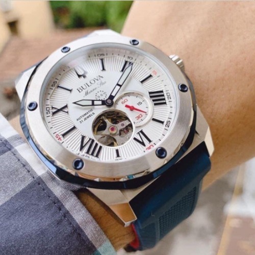 BULOVA マリンスター 自動巻き オープンハート 腕時計 ブローバ