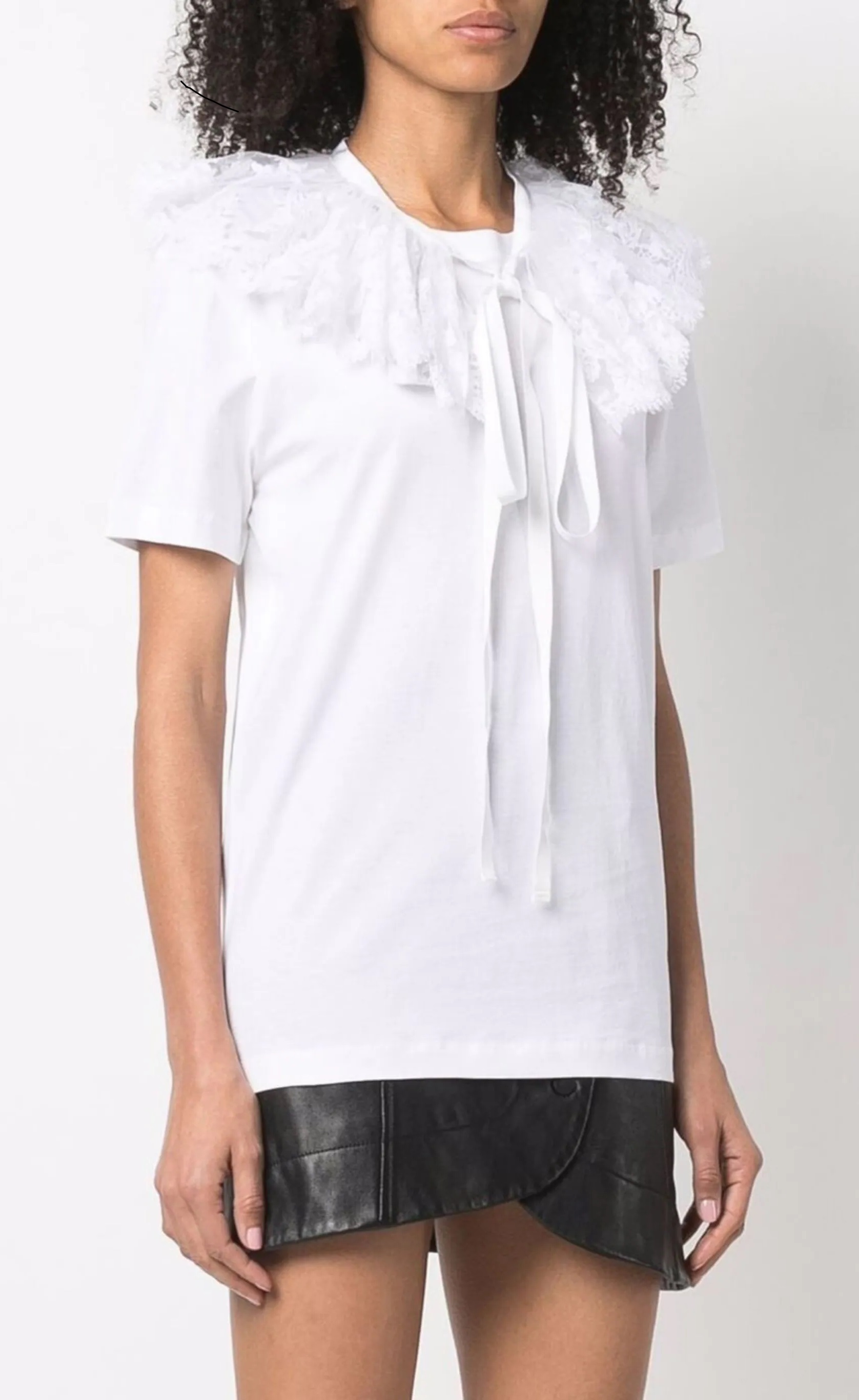 ◇関税込◇ PATOUレースカラー付き コットンTシャツ/White T