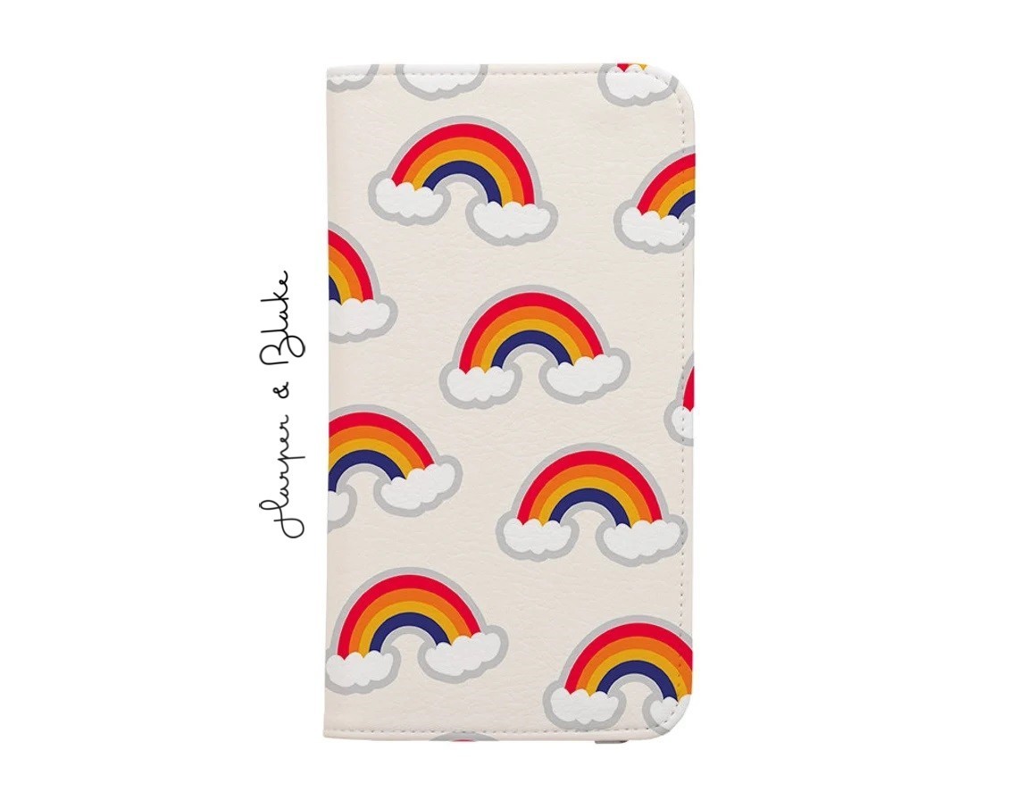 送関込【Harper & Blake】UK発!手帳型スマホケース Rainbow/虹
