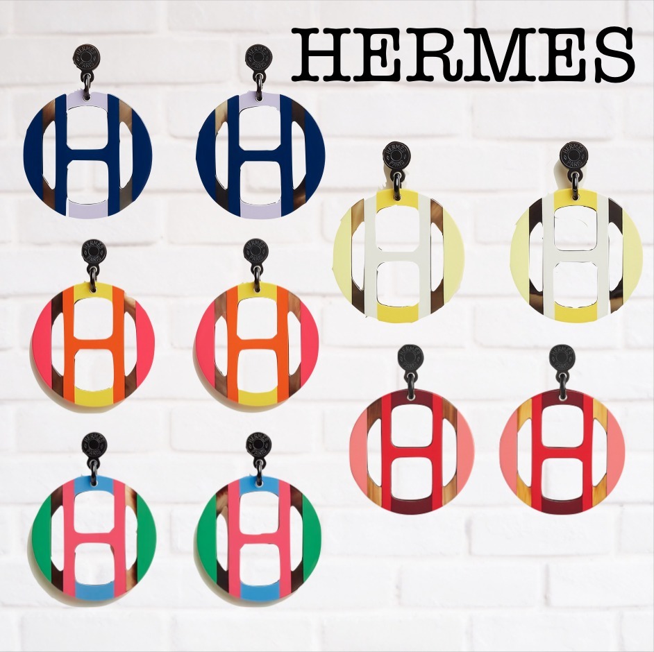 大人気☆HERMES☆Boucles d'oreilles H Equipe ホーンピアス