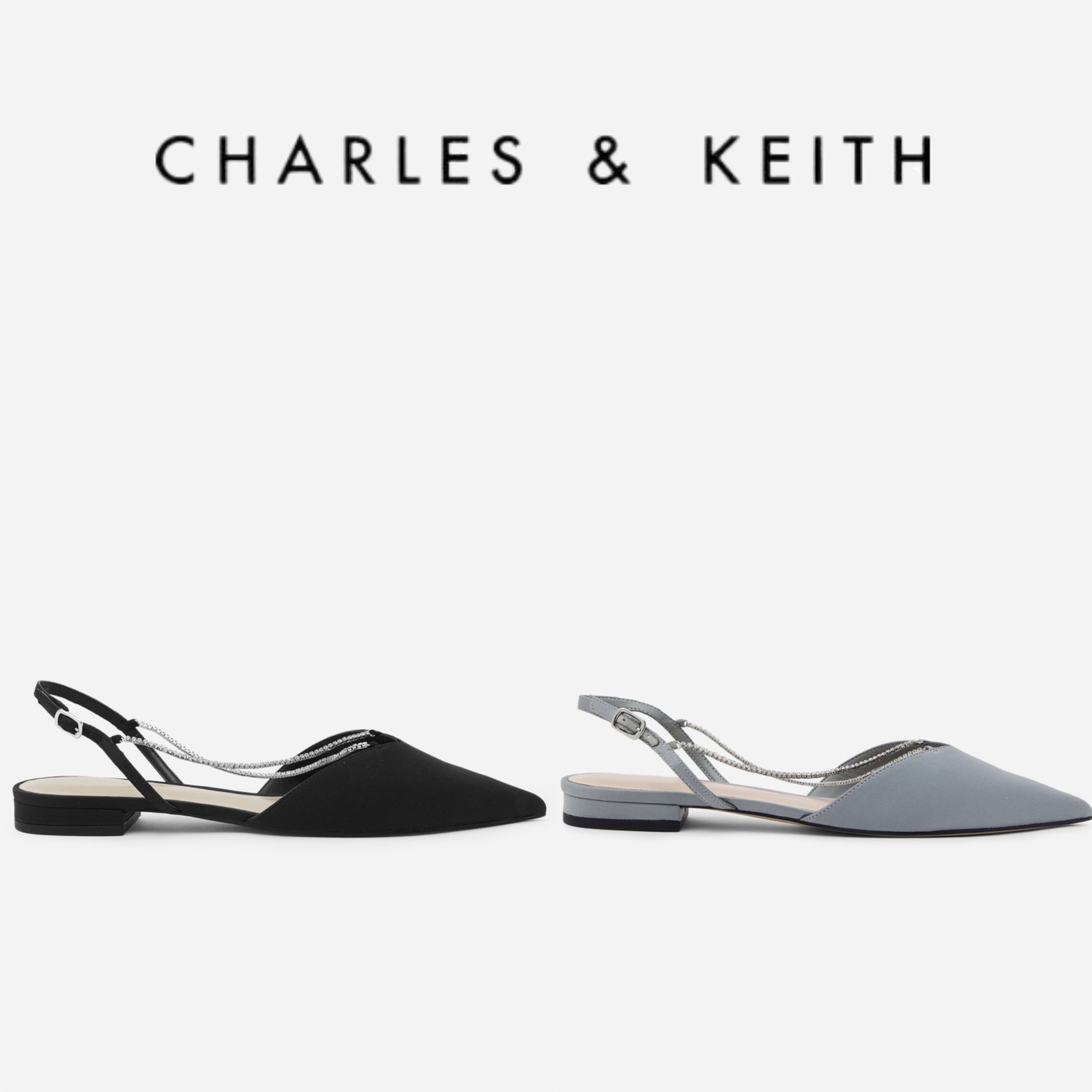 代引き人気 【CHARLES & スリングバックフラット KEITH】バレリーナ