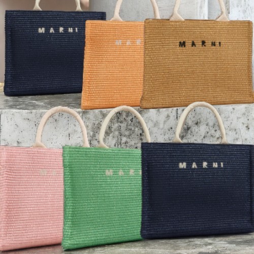3色展開★MARNI★ロゴ刺繍かごバッグ