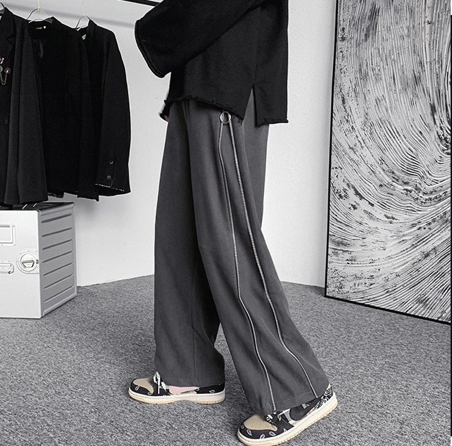 パンツ・ボトムスその他 ストレートパンツ サイドジッパー ストリート ゆったり 韓国(8)
