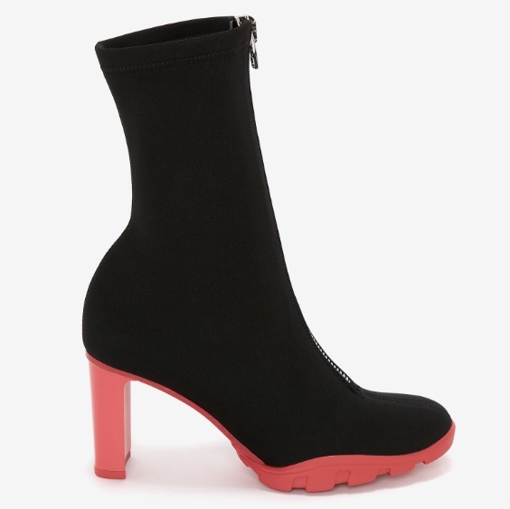 alexander mcqueen ショートブーツ・ブーティ 【Alexander McQUEEN】ヒールブーツ ロゴ ジップ付 バイカラー(3)