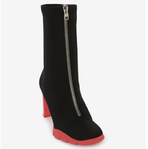alexander mcqueen ショートブーツ・ブーティ 【Alexander McQUEEN】ヒールブーツ ロゴ ジップ付 バイカラー(4)