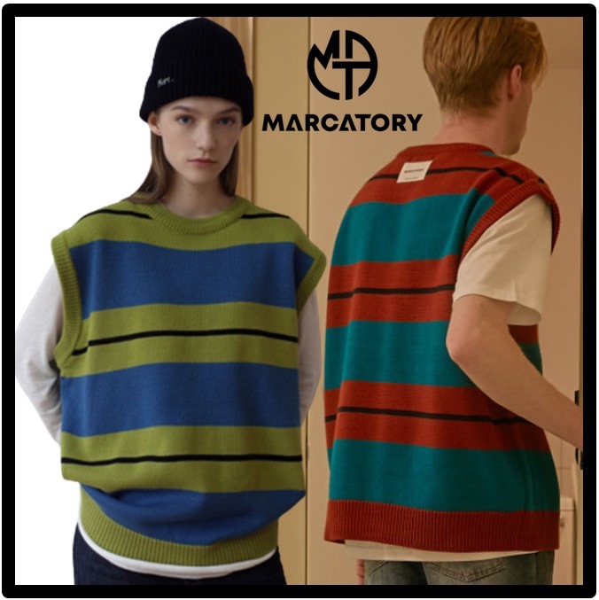 ☆SUPERJUNIOR 着用☆関税込★MARCATORY★COZY STRIPE KNIT VEST