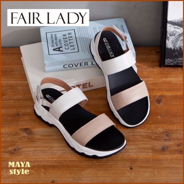 Fair Lady◆休日にぴったり 太めバンド厚底サンダル 白/202408