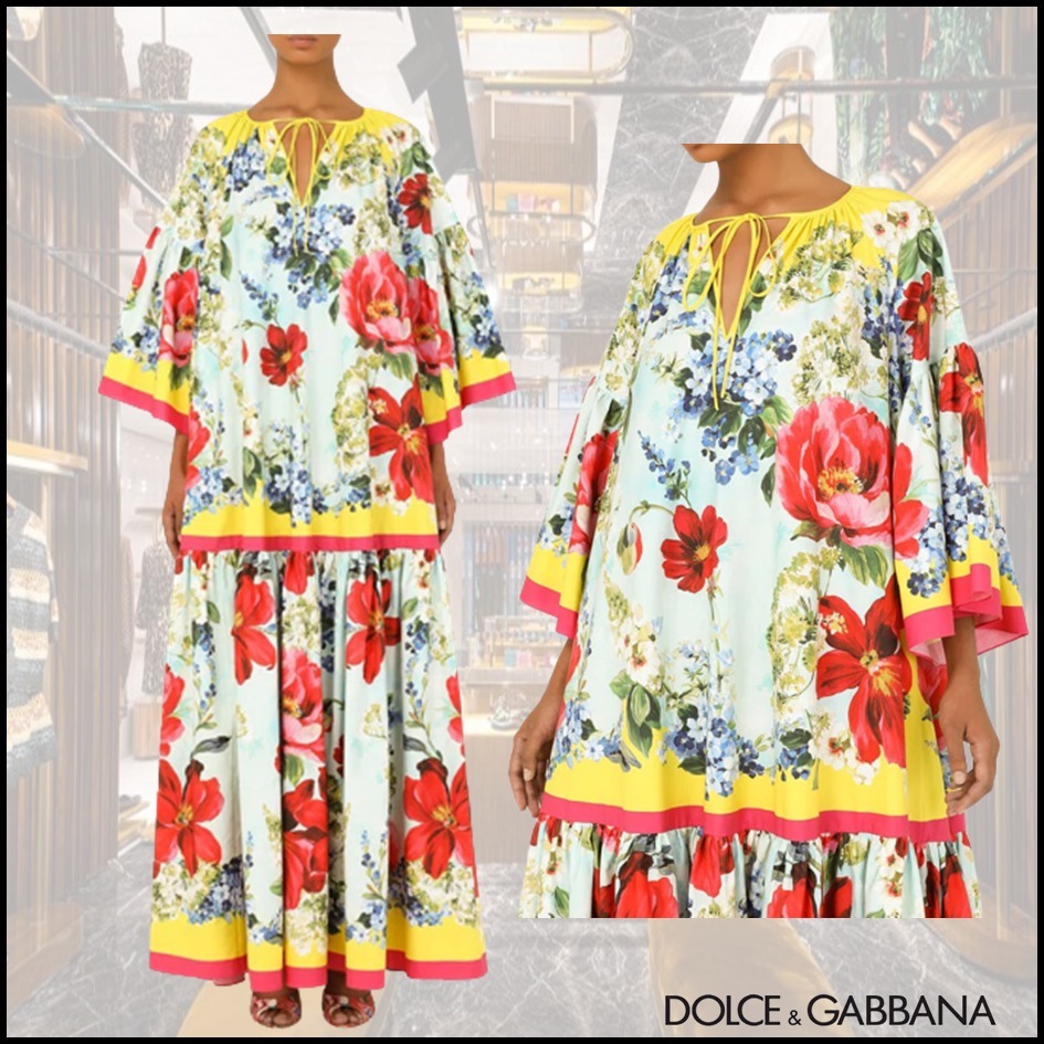 【同梱不可】 ☆22SS☆【DOLCE & ポプリンガーデンプリント GABBANA】カフタン ワンピース 【同梱不可】 ☆22SS☆【DOLCE & ポプリンガーデンプリント GABBANA】カフタン ワンピース