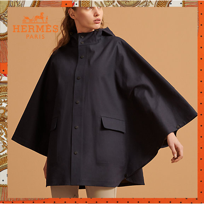 HERMES ユニセックス《レインポンチョ》ネイビー DHL発送 直営店